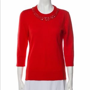 Kate Spade red embellished collar sweater